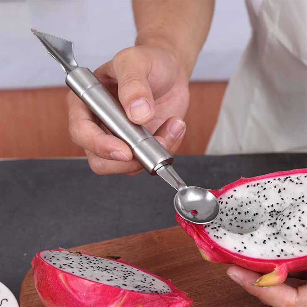 Ensemble de couteaux sphériques : ensemble de 2 couteaux sphériques et outils à découper, cuillère à melon en acier inoxydable, couteau à melon multifonction, épépineur