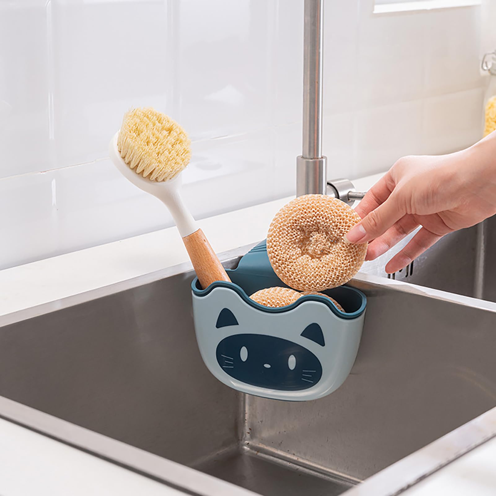 Porta spugna da cucina nero, portaoggetti sospeso - Non necessita di