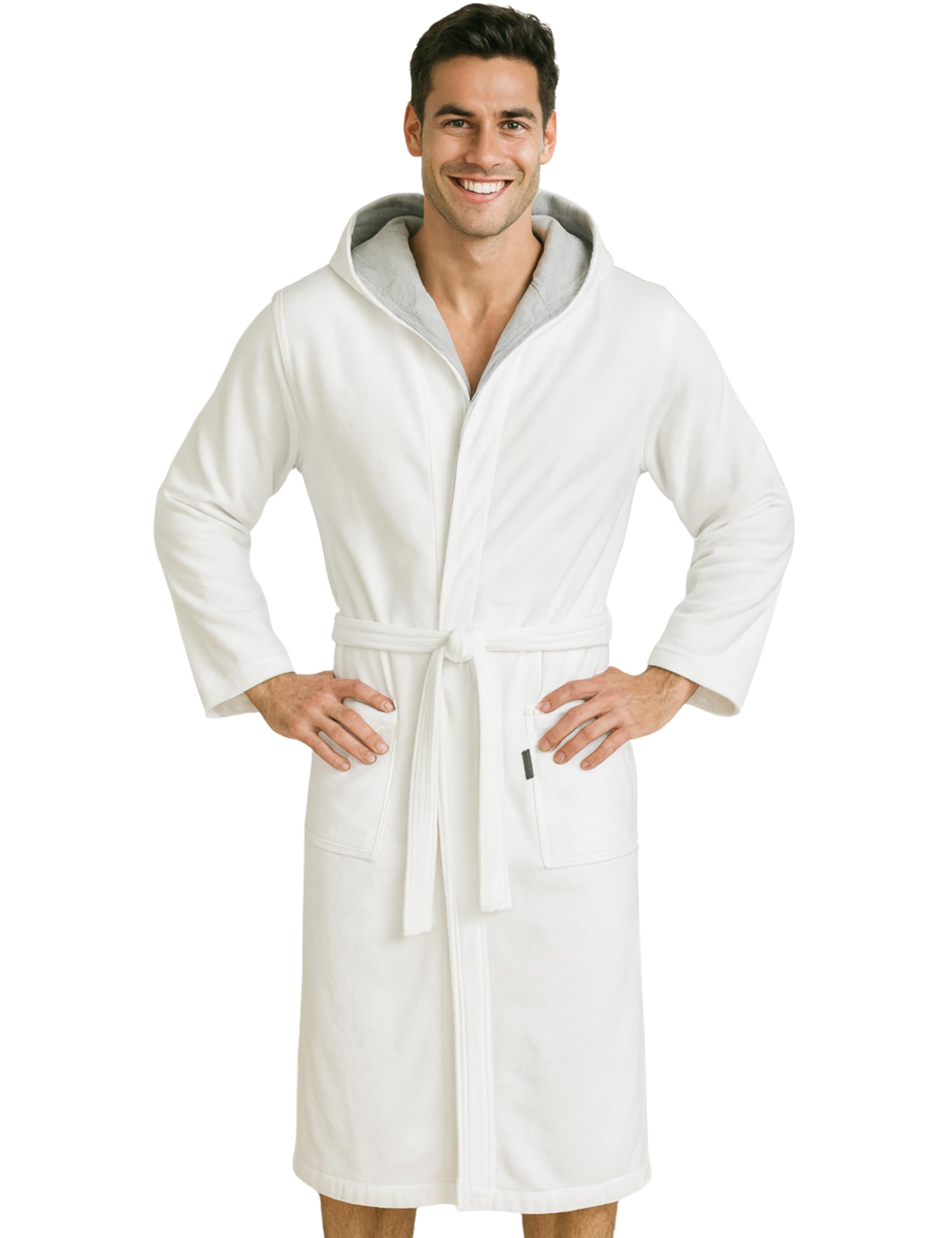 Morgenstern Dressing Gown Men 100% Cotton Hood Luxury Velvet Terry Bathrobe Finn