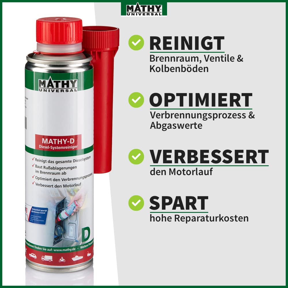 MATHY DPF-Kur - DPF Reiniger Diesel - Set Diesel Systemreiniger für Intensive DPF Partikelfilter Reinigung - Diesel Additiv, 4 Dosen