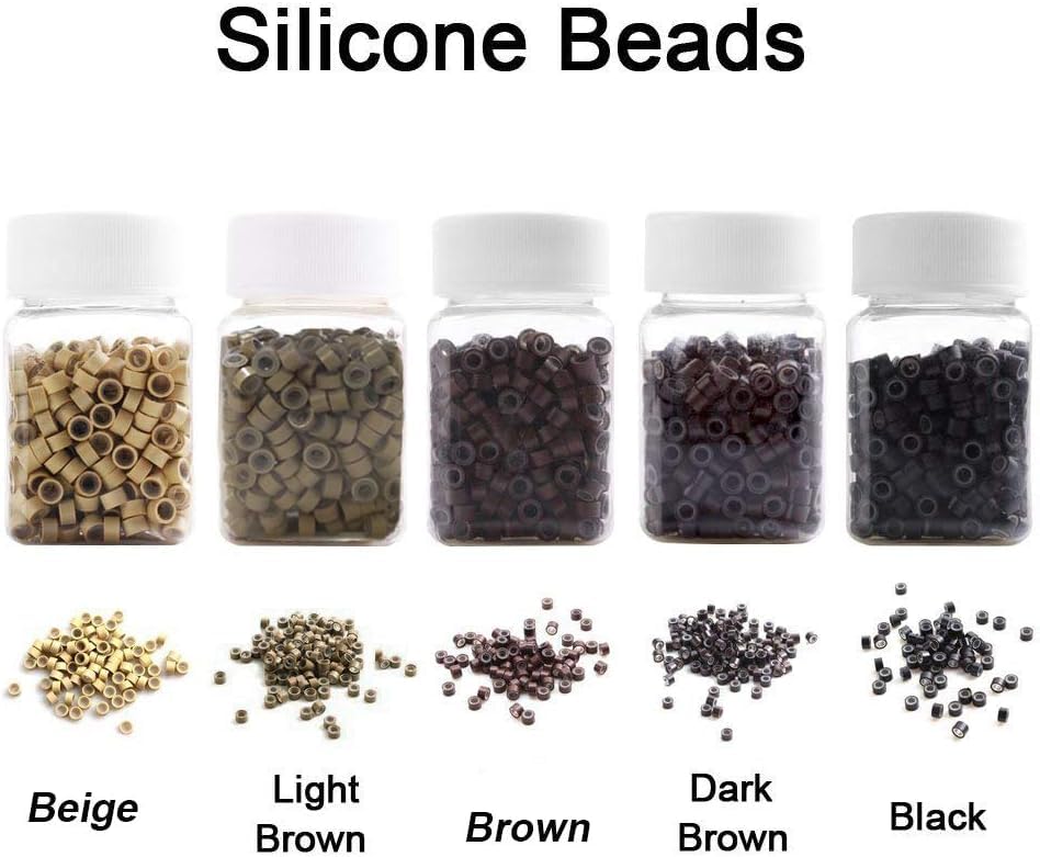 Miniatura 3 de Anillos de silicona con microeslabones de 0.197 in, cuentas forradas para extensiones de cabello (1000 unidades, rubio)