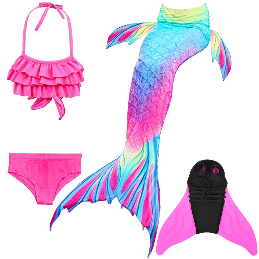 shepretty Niñas Cola de Sirena con Aletas para Nadar 1111