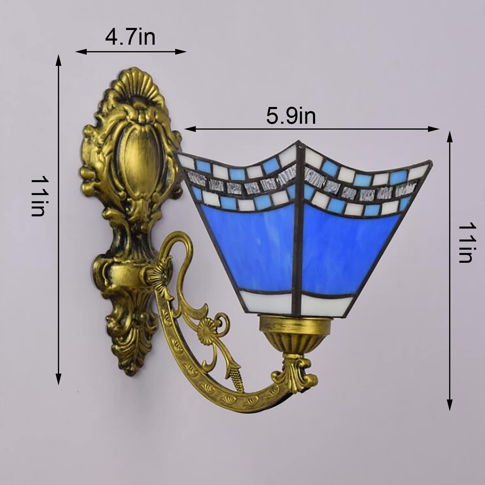 Lampada da Parete in Stile Tiffany Lampada da Parete Decorativa retrò Solida per Scale del Corridoio Camera da Letto Lampada da Toeletta per Soggiorno