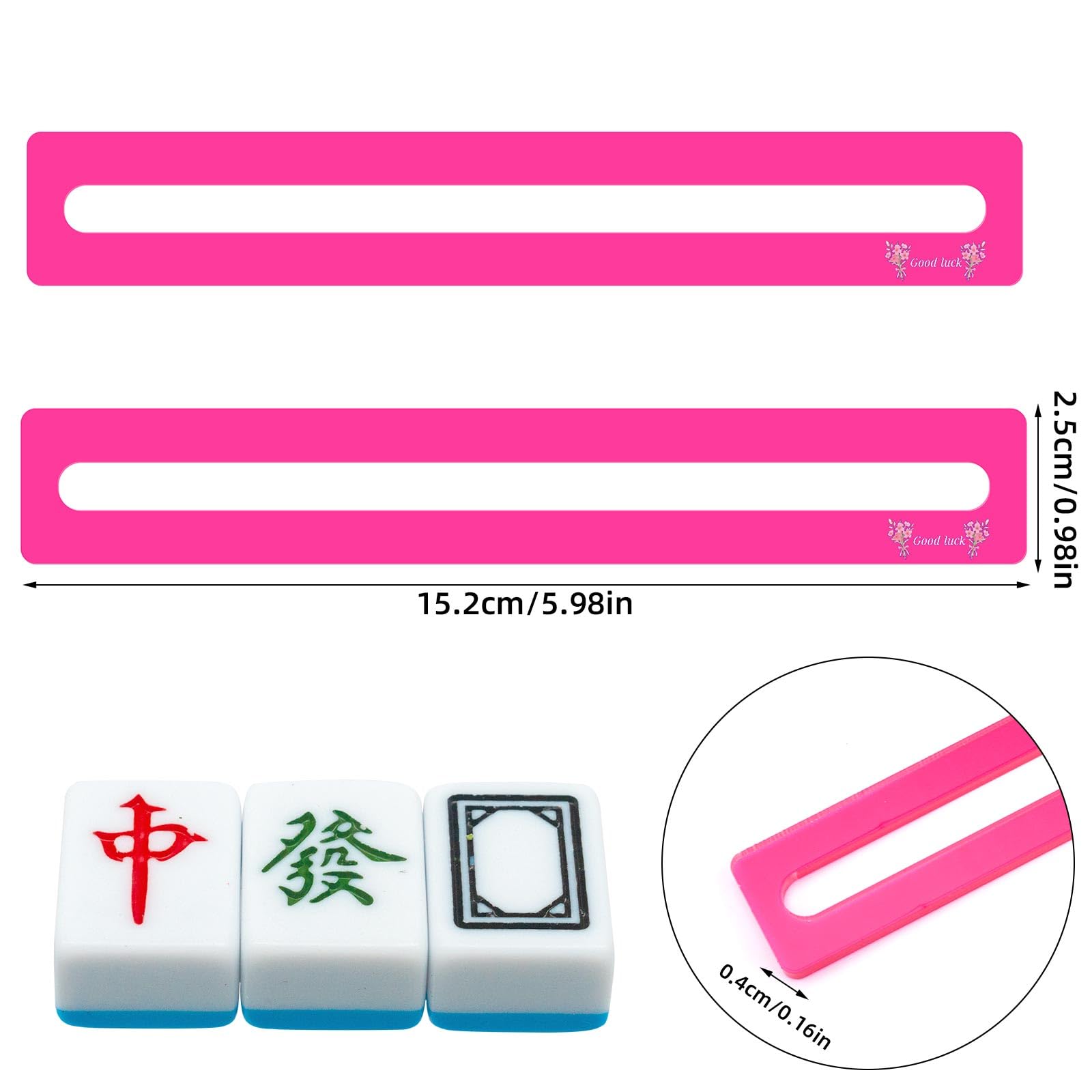 BOXOB 4pz Trova Linee Mahjong, Portafortuna Guida Alle Linee Delle Carte Mahjong Aiuto per la Lettura Delle Regole Accessori Regali per Giocatori (Rosa Rossa)
