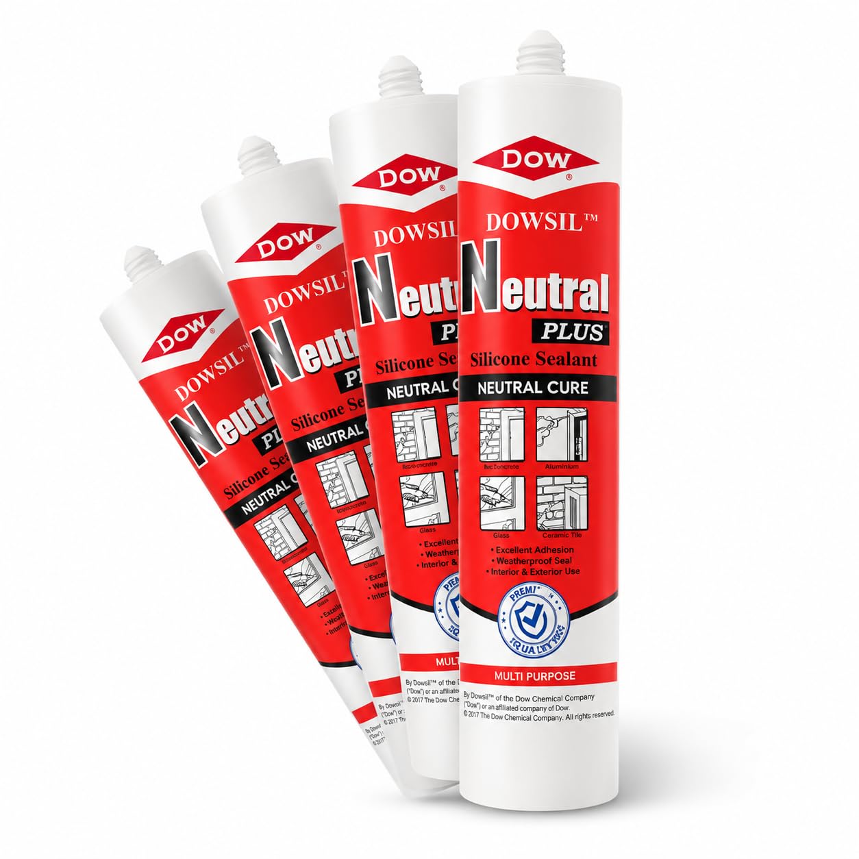Neutral Cure Silicone Sealant for Windows, Doors, Glass & General Gap Filling | Multi-Purpose Weather Resistant Sealant for Indoor & Outdoor Applications | White Cartridge Pack