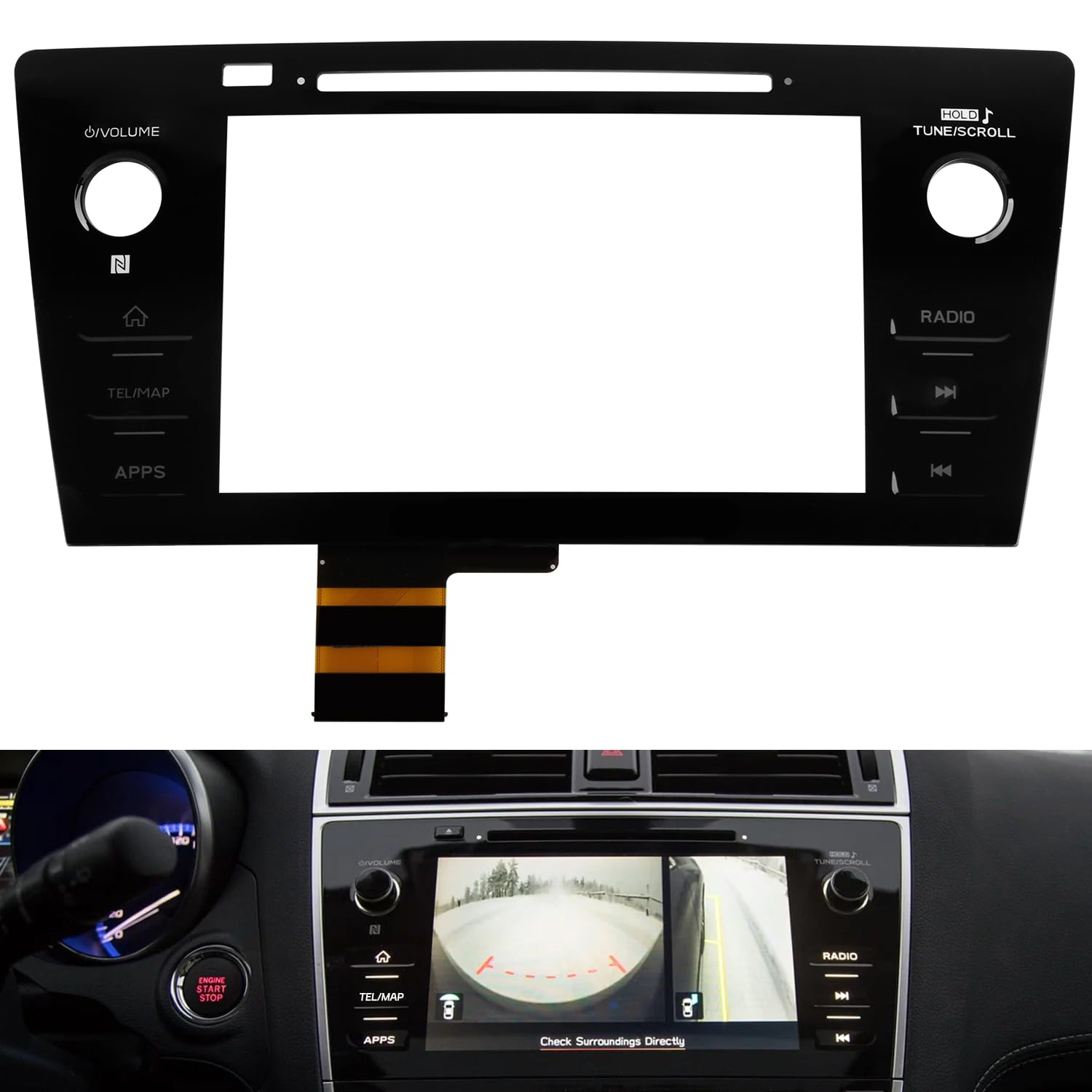 for Subaru Outback Legacy Radio Touch Screen Digitizer Replacement 2018 2019 for 86471-AL65A 86471-AL66A 86471-AL68A 86431-AL66A 86431-AL62A -TEL/MAP Button