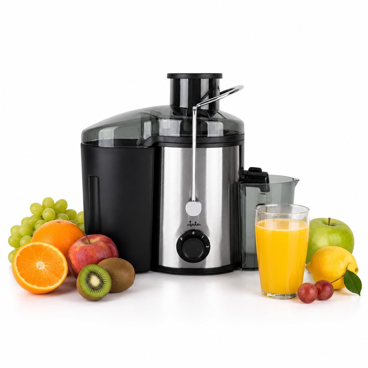 JATA JELI1580 - Licuadora para Verduras y Frutas. Licuadora de Acero Inoxidable. 2 velocidades + Pulse. 13000 rpm. Filtro Acero Inoxidable. Boca Ancha: 7 cm. Jarra 450 ml. Depósito: 1500 ml