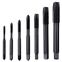 Vista 1 de Wolfride Juego de roscas de punta en espiral métricas y estándar, herramienta de roscado M3 M4 M5 M6 M8 M10 M12 (7 piezas)