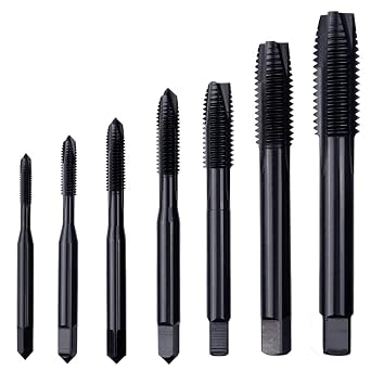 Wolfride 7Pcs Spiral Point Tap Set Metric and Standard Tap Drill Bit Set Threading Tool M3 M4 M5 M6 M8 M10 M12