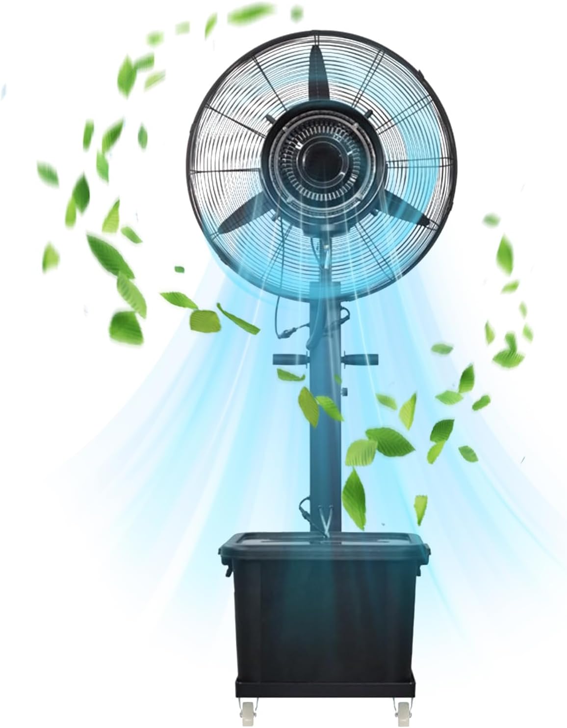 Powerful Oscillating Fan, Commercial Outdoor Pedestal Fan with Mister, 3 Speed Settings, Durable Aluminum Blades, Ideal for Backyards and Patios, Strong Wind Performance