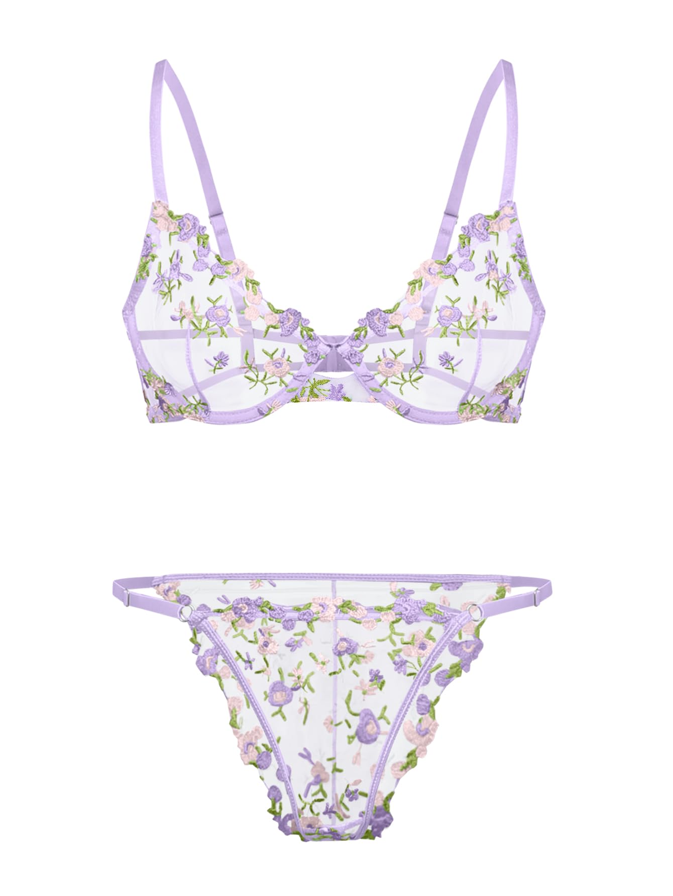 Lilosy Sexy Lingerie Set 2 Piece Women Push Up Bra and Panty 3XS-5XL
