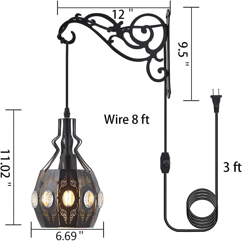 2PK Wall Sconce Plug in Hanging Lamp Shelf Dimmable Wall Sconces Adjustable Wall Lights with Plug in Cord and Dimmer On/Off Indoor Wall Sconces for Living Room Bedroom
