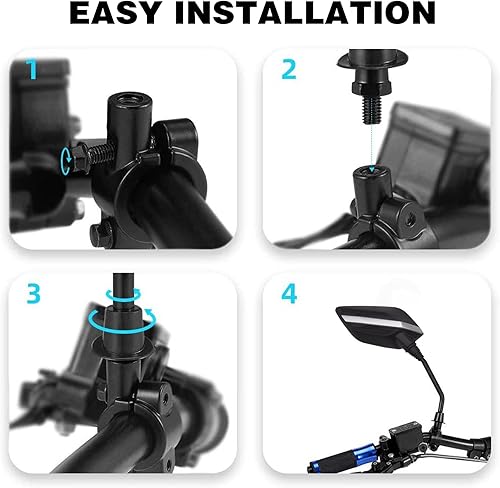 Miniatura 6 de Mamiko Espejos universales de motocicleta de 0.315 pulgadas para manillar de 78 pulgadas, compatible con ATV, motos de nieve, scooter, ciclomotor,