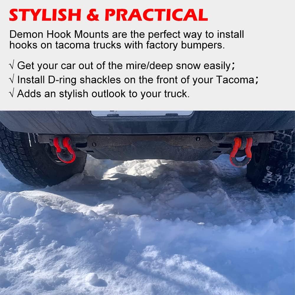 Tacoma Front Tow Hooks, Demon Brackets Shackle Mounts Compatible with 2009-2023 Toyota Tacoma