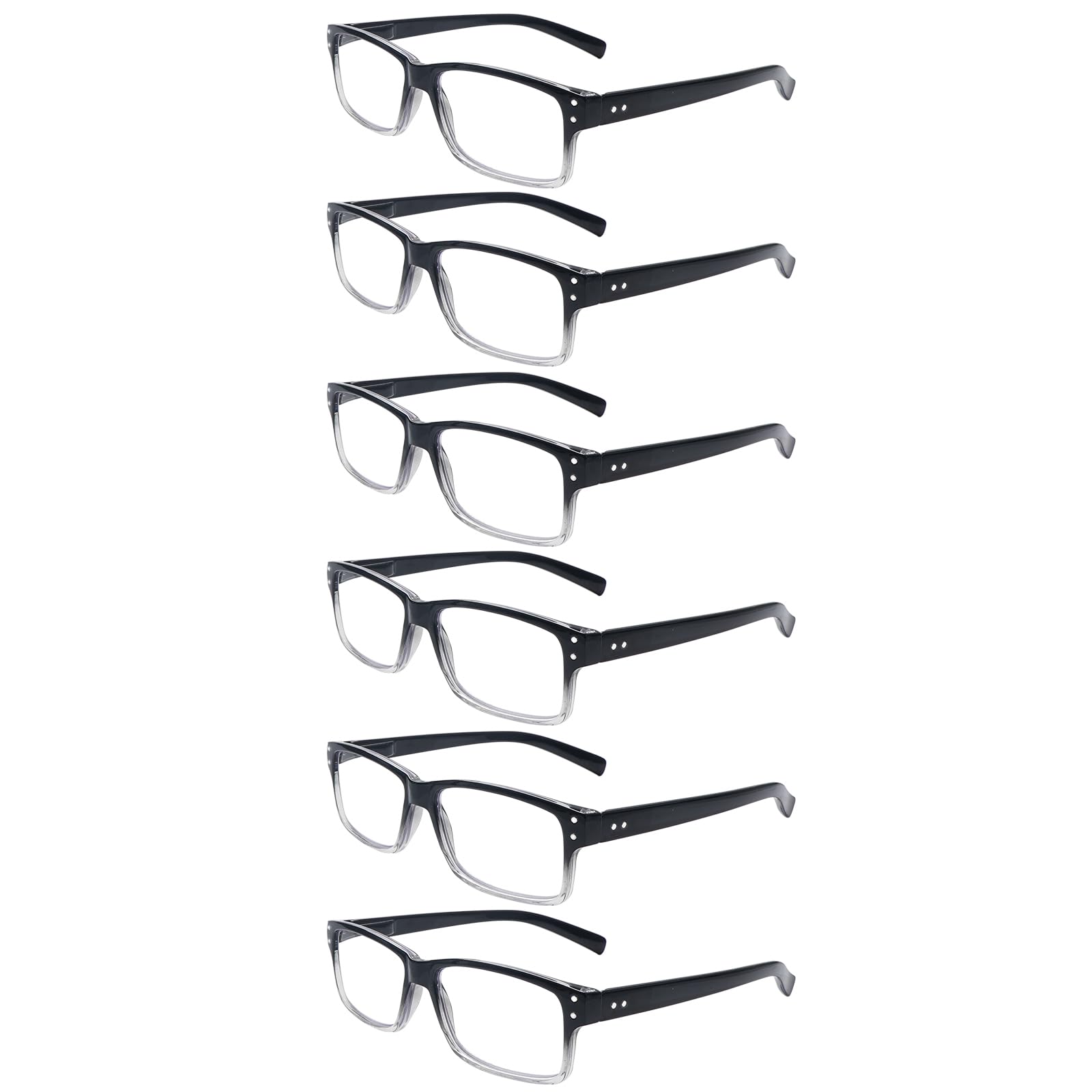 ZONLON 6 Pack Reading Glasses for Men Women Blue Light Blocking Lightweight Black Computer Readers with Spring Hinges (6B2 1.0 + )