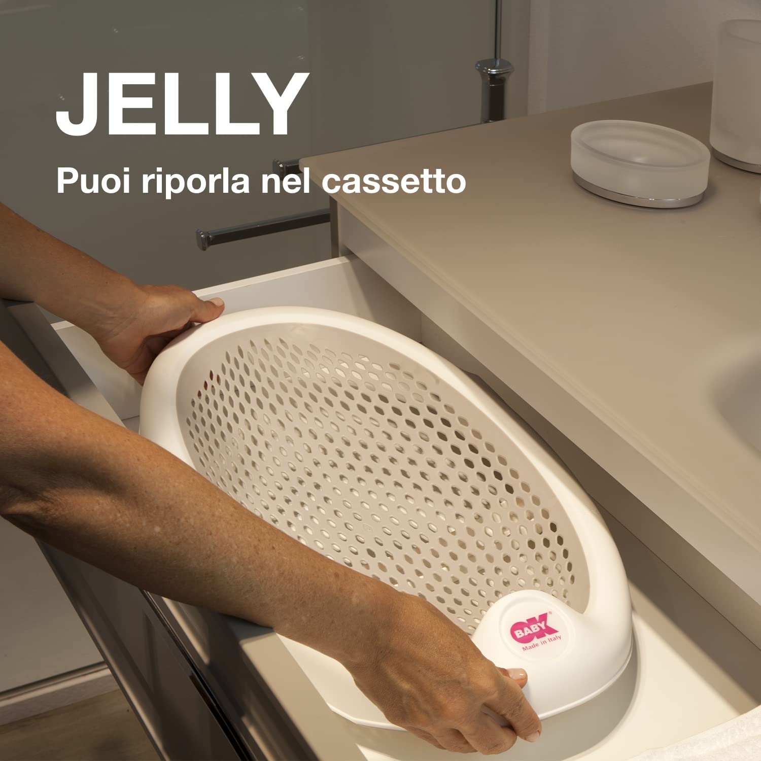 OKBABY Jelly składany leżak kąpielowy, miękki i wygodny do kąpieli noworodka 0-8 miesięcy (8 kg) - szary