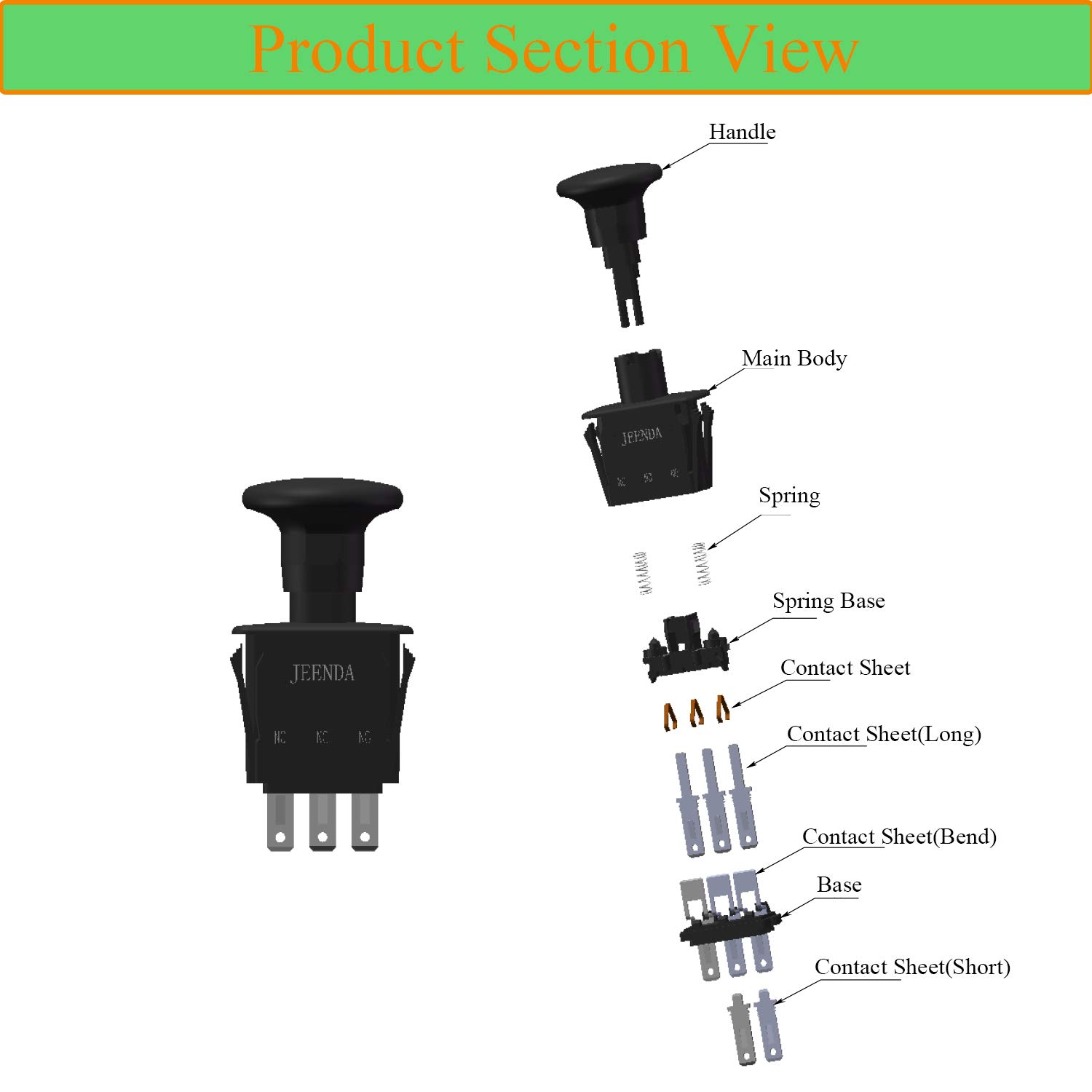 JEENDA Blade PTO Switch 196112 6201-348 532196112 AYP Compatible with Delta Husqvarna GT2254 GTH2654 LGT2554 LGT2654 LOYTH20F YT48CS YTA24V48 YTH23K48 YTH23V48 YTH24K48 YTH24V48 YTH2348 YTH2448