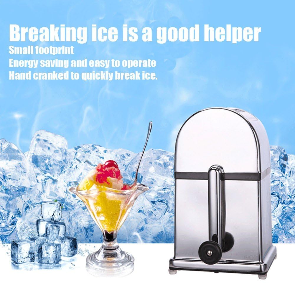 Trituradora De Hielo De Acero Inoxidable con Manivela, Máquina para Romper Bloques De Hielo, Mini Picadora De Hielo, Máquina para Hacer Batidos De Cono De Nieve Manual, Máquina De Granizado