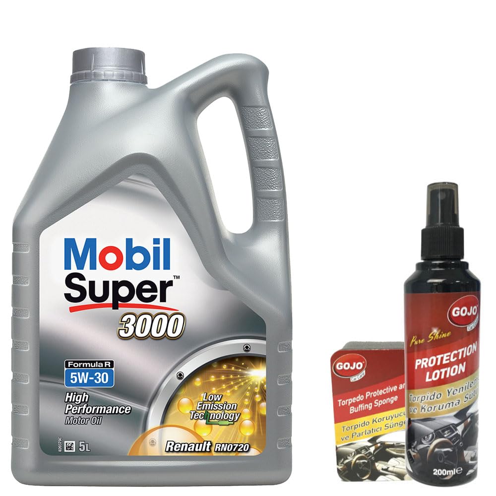 Mobil Super 3000 Formula R 5W30 Renault Araç Motor Yağı 5 L + 00117 Gojo Araç Bakım Seti