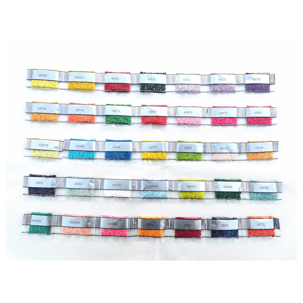 5D Shiny AB Round Drills AB Diamond Rhinestone for Diamond Painting Accessory 35 Colors Christmas Home Decoration (Per Color= 2000 Pieces)