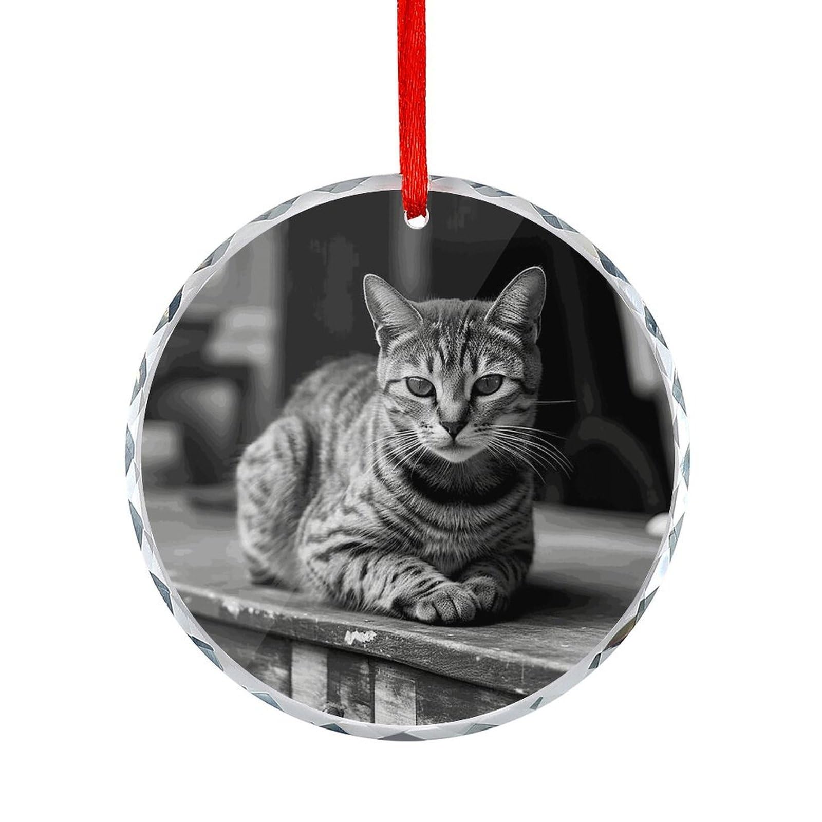 Btcowzrv Style A Gray Cat Round Ornament Hanging Pendant Decor