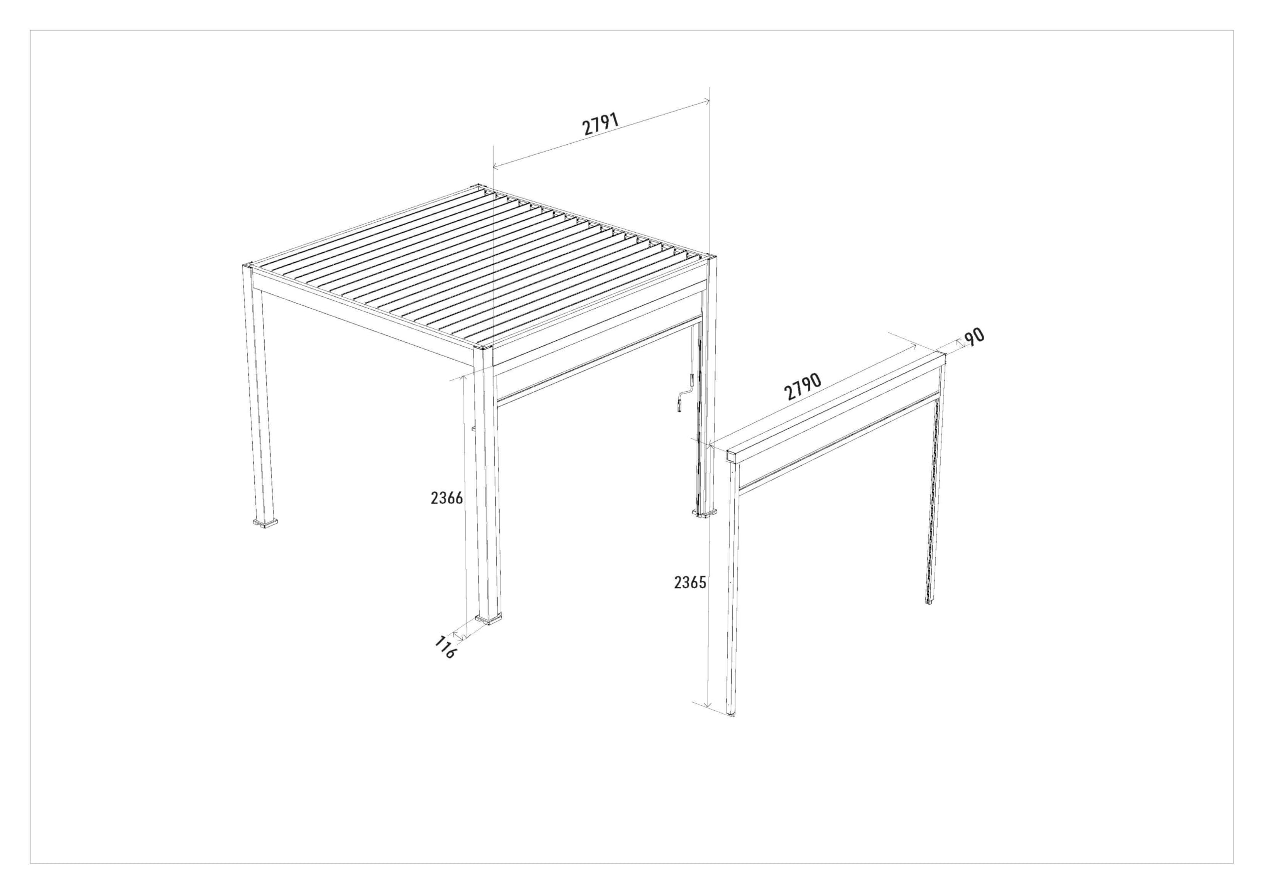 Weide Pavillon Sonnenrollo Ausziehbare Senkrechtmarkise außen für Pergola Sichtschutz Rollo 255cm hoch aus Aluminium, Textil wasserdicht stabil UV-Schutz (3,0 Meter, Weiß) für Alu-Pavillon Weide