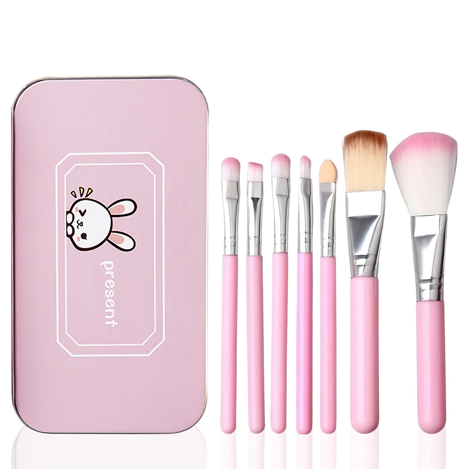 7PCS Children Makeup Brushes,Makeup Brush Set for Kids Girls, Includes Foundation, Eyebrow, Eyeliner, Concealer Brushes