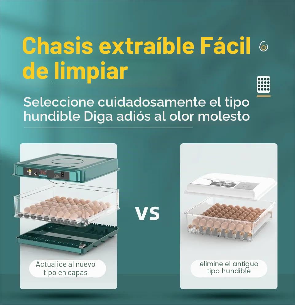 Incubadora de huevos profesional LED, Incubadora automática con sistema de giro automático y control de temperatura, Incubadora de huevos automática 9/15 huevos (9 piezas)