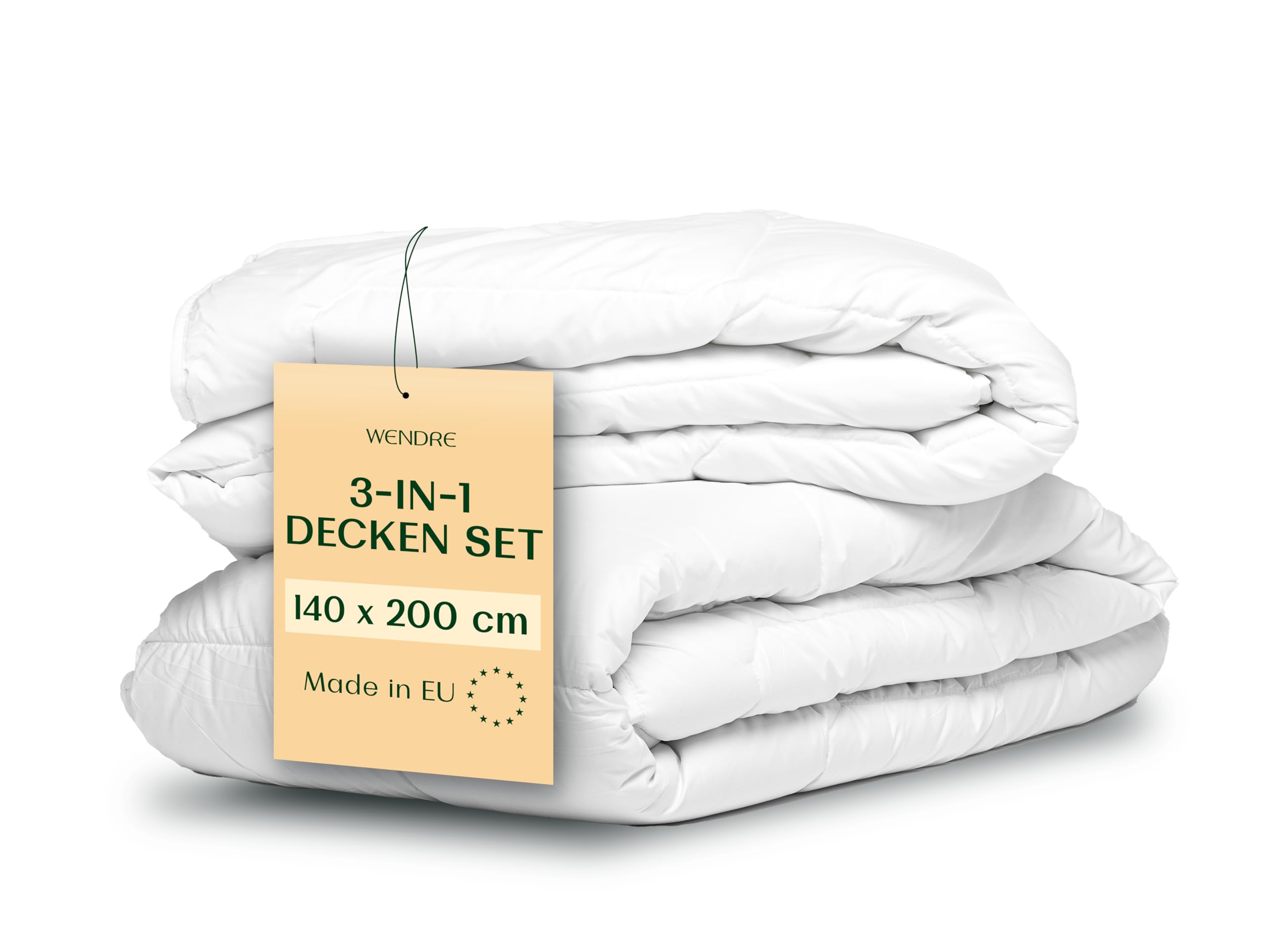 WENDRE 4 Jahreszeiten Bettdecke 140x200 – 2-teiliges Set, 150 + 250 GSM | 3-in-1 mit Druckknöpfen kombinierbar, Mikrofaser, allergikergeeignet, OEKO-TEX, waschbar, Made in EU