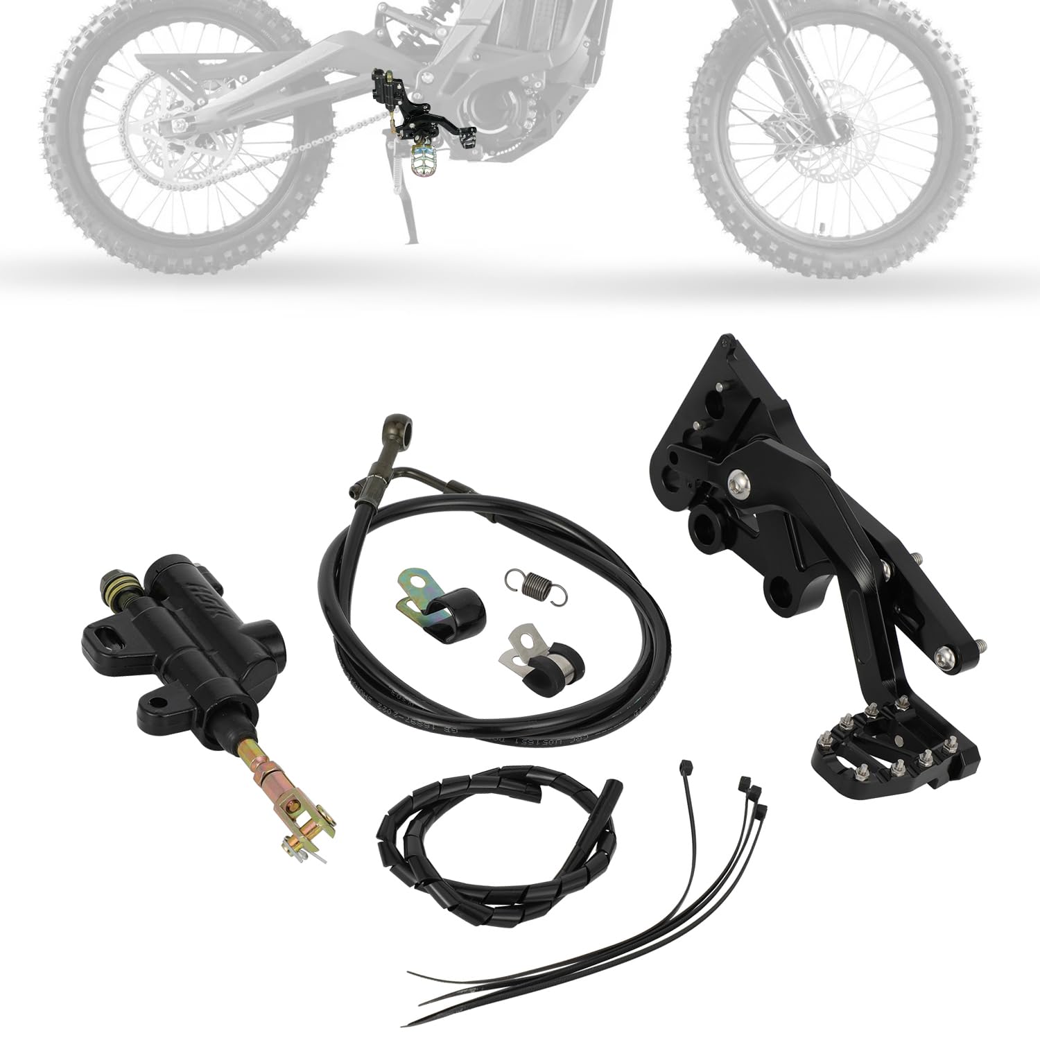 Photo 1 of BAOUFF Rear Foot Brake Pedal Kit for Surron Light Bee,Hydraulic 6061 Aluminum CNC Bracket Lever with Cable for Electric Dirt Bike Sur Ron Light Bee X and S/X160/X260