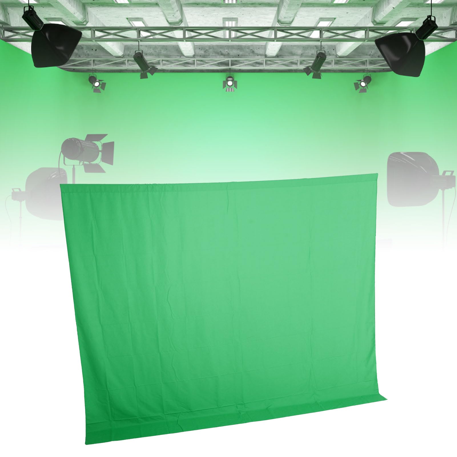 Fondale Green Screen per Fotografia, Foglio Greenscreen 3x2,5 M con Cotone Poliestere Antiriflesso per lo Streaming Video