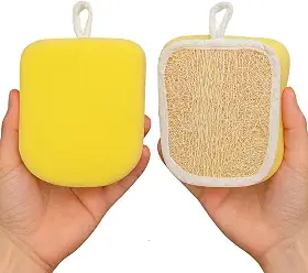 Bucha Vegetal Organica Esponja De Banho Macia Dupla Camada Fibra Vegetal e Espuma Esponja Para Banho Corporal Relaxante