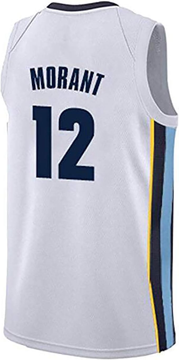 Amazon 男の子はユニフォームファンジャモラントno 12灰熊の男性バスケットボールファンはユニフォーム中性訓練代金入れ替えユニホームバスケットボー シャツ 通販