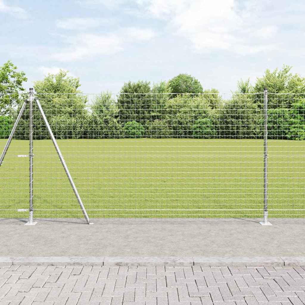 52 postes de valla para hormigón de acero con recubrimiento en polvo plateado, 3,2 x 150 cm, juego con base de hormigón para valla de jardín, protección visual