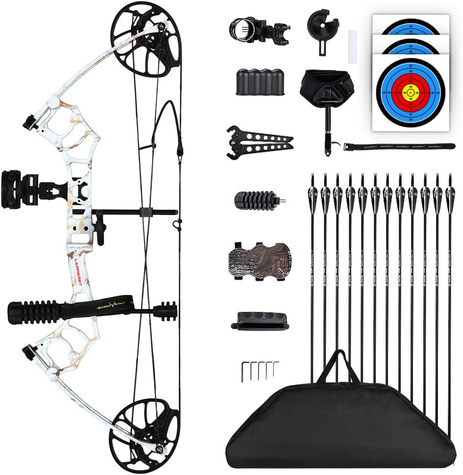 Compound Bow Package for Youth & Adults,Beginners and Women,22.5"-30" Draw Length,10-50 Lbs Draw Weight,290fps,Limbs Made in USA,Hunting Bow Archery Set