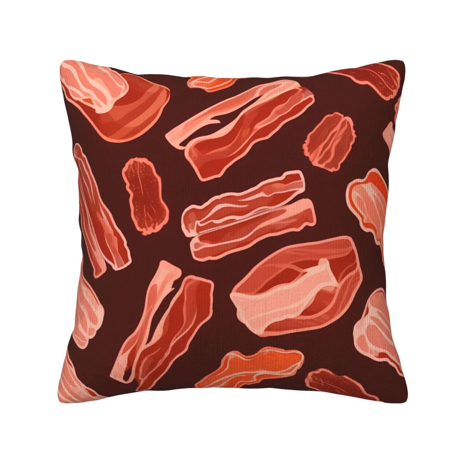 Housse de coussin en velours côtelé Kururi motif bacon pour canapé et salon
