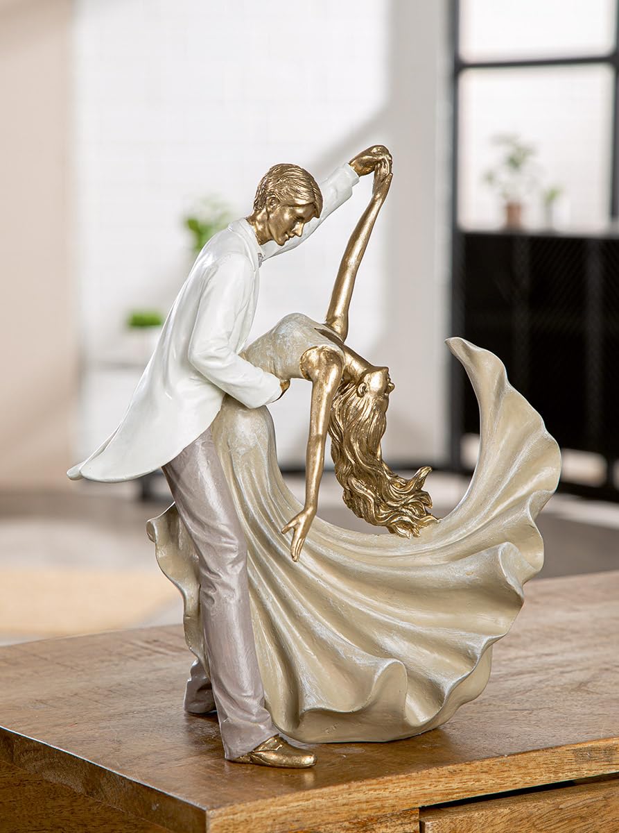 GILDE Salsa Dancer Figurine Resin Gold Metallic Look 28 x 29 x 14 cm