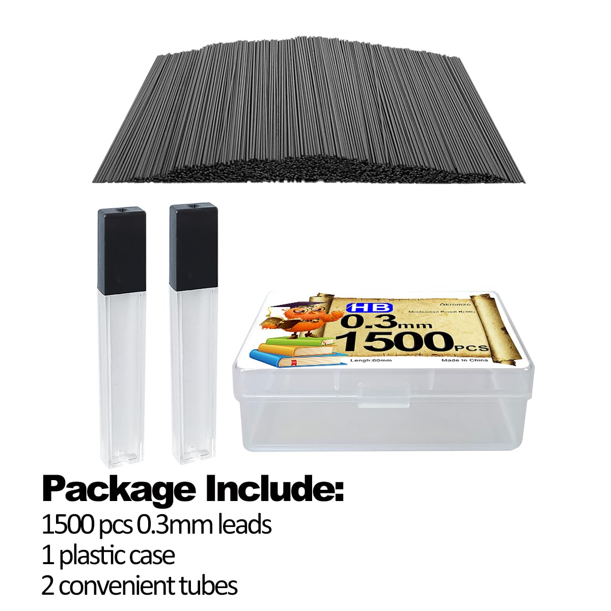 Gkromzo 1500 Pack 0.3mm Mechanical Pencil Lead Refills HB Break-Resistant Ultra-Smooth Graphite Precision Writing for Engineering Exams & Art Sketching (length 60mm) - Image 2