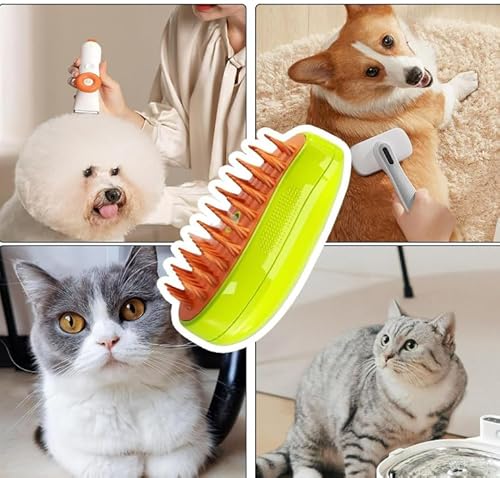 Escova para gatos 3 em 1 – 1/2 pçs escova autolimpante Stea- para gatos, escova de vapor recarregáve