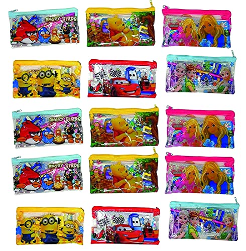 Image of Return Gift for Kids in Bulk | Stationery Pouch /Kit with Pencil /Eraser /Sharpner /Scale for School Kids Boys & Girls (Pack of 24)