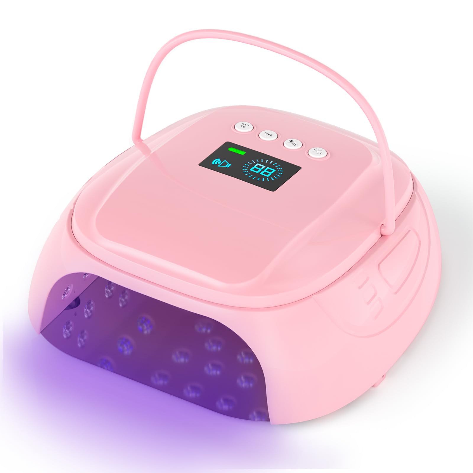 Purtato 126W Cordless Rechargeable UV LED Nail Lamp with Large Space, Handle and Foot Rest, Fast Curing Gel Nail Dryer with 4 Timers for Salon and