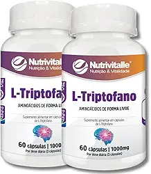 L Triptofano 1000mg 60 Cápsulas Nutrivitalle 2 Potes