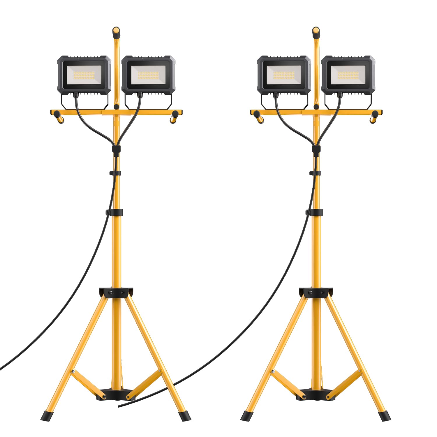 Luz de trabajo LED de 23000 lúmenes con soporte, 200 W, 2 cabezales ajustables, con soporte de trípode ajustable y plegable, lámpara impermeable con interruptor para construcción, lugar de trabajo
