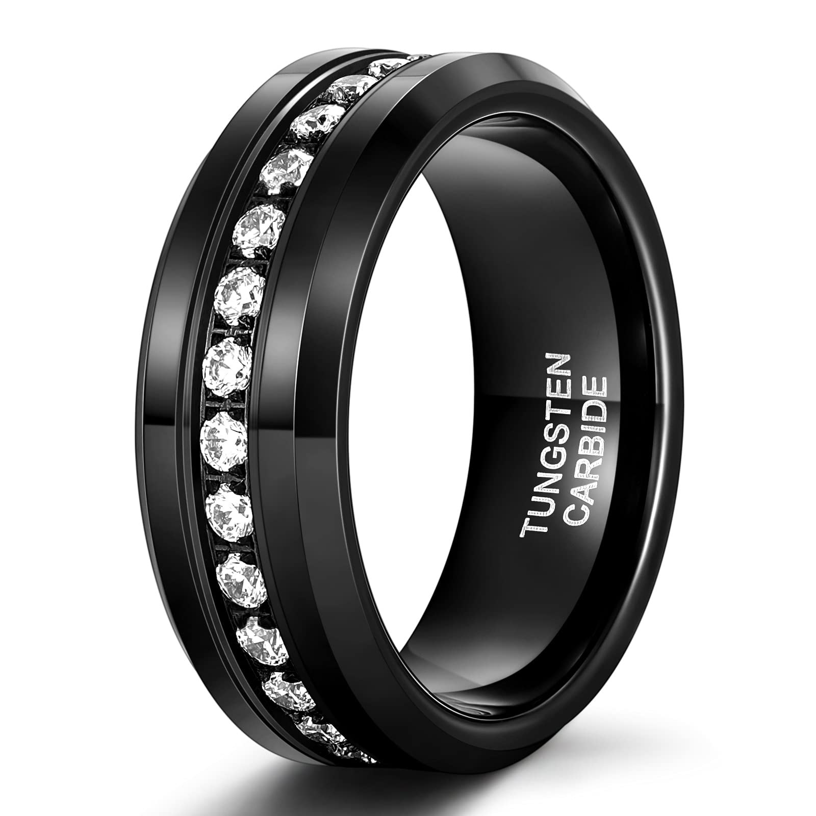 TRUMIUM Tungsten CZ Wedding Band