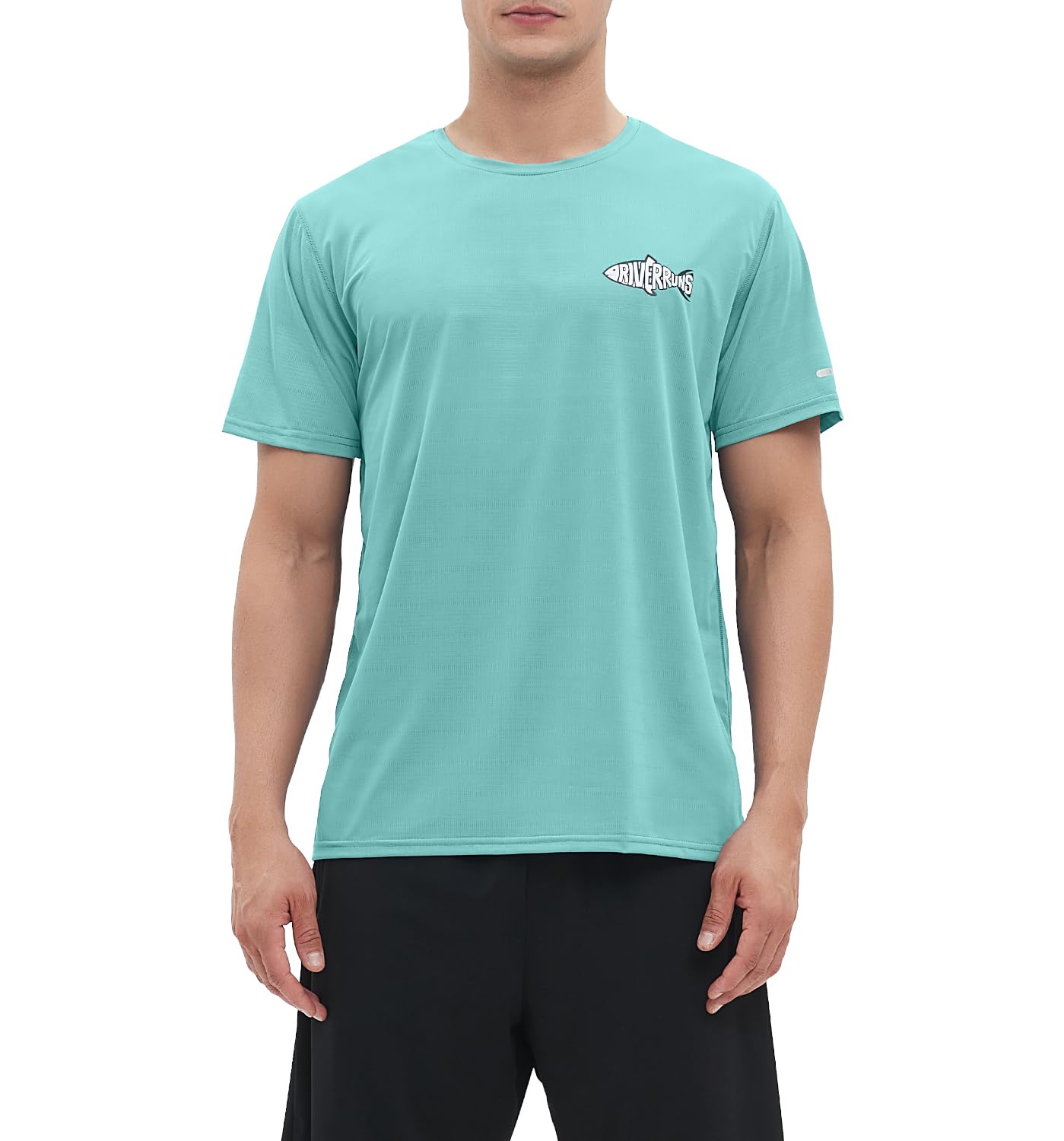 RiverrunsFishing Shirt for Men Short Sleeve UPF 50+ Sun Protection Swim T-Shirt Rash Guard Water Beach Tee