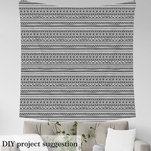 Boho Striped Fabric by The Yard Aztec Upholstery Fabric for Chairs Bohemian Retro Style Decorative Fabric for Upholstery and Home Accents White and Black 3 Yards - Image 3