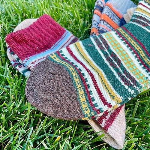 Image of JOYCA & CO. 3-5 Pairs Womens Multicolor Fashion Warm Wool Cotton Thick Winter Crew Socks