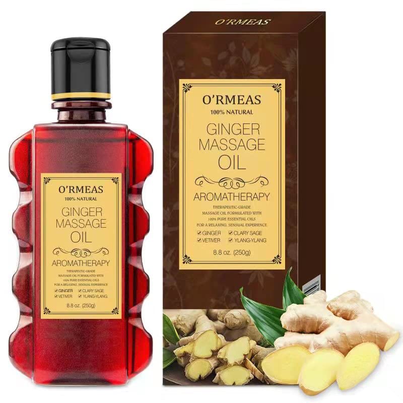 Ginger Massage Oil for Relaxing Muscles Massage Oil for Massage Body Oil for Skin Moisturizing for Men and Women 8.8 oz