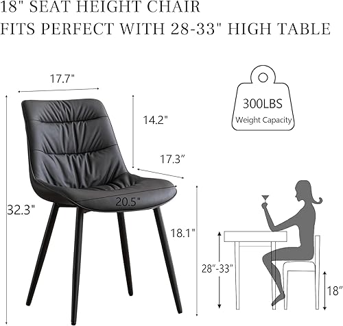 Miniatura 2 de Kidol & Shellder Juego de 2 sillas de comedor tapizadas de mediados de siglo, sillas de cocina modernas de piel sintética, silla decorativa sin