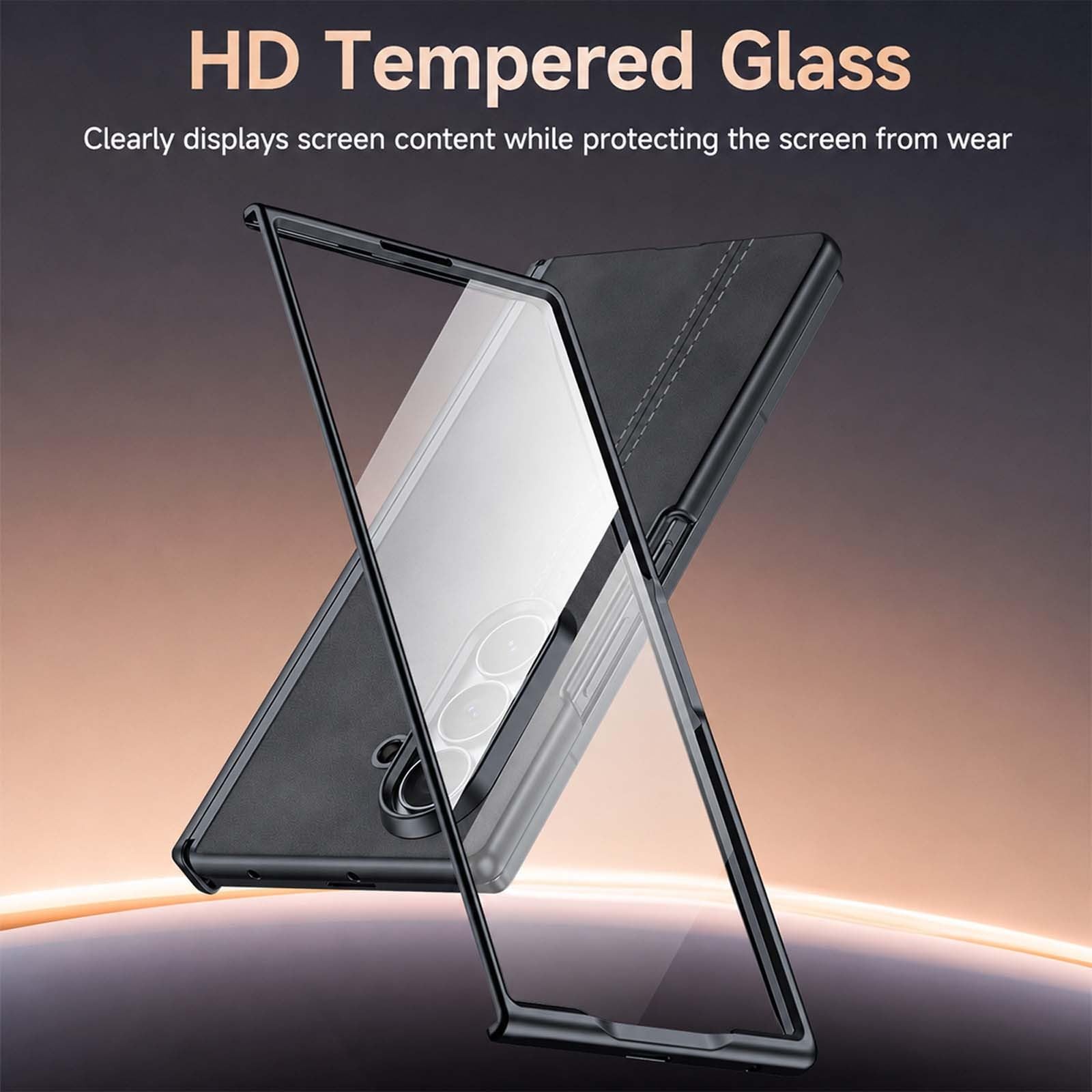 Generic etui kompatybilne z Samsung Galaxy Z Fold 8 Ultra (kolor: ciemnoszary skórzany twardy futerał z klapką z przezroczystą folią przednią